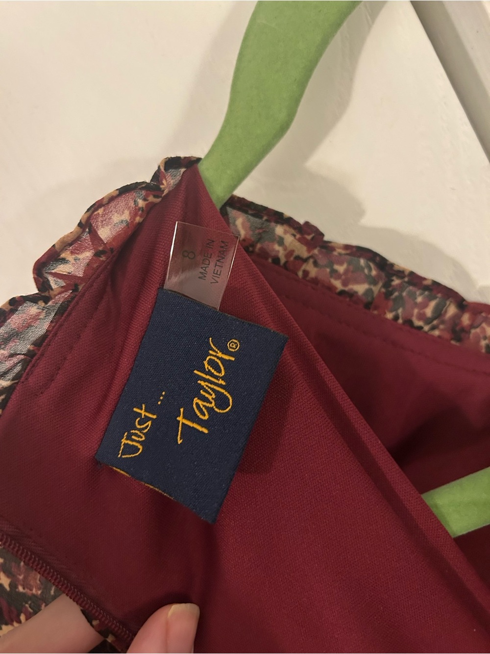 Burgundy Floral Long Sleeve Dress - Picture 3 of 5